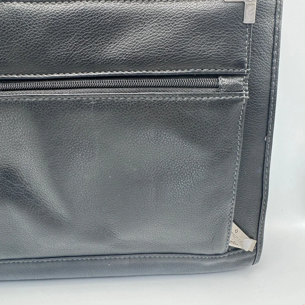 Samsonite Black Faux‎ Leather Laptop Briefcase Sleeve Retractable Handle Bag
